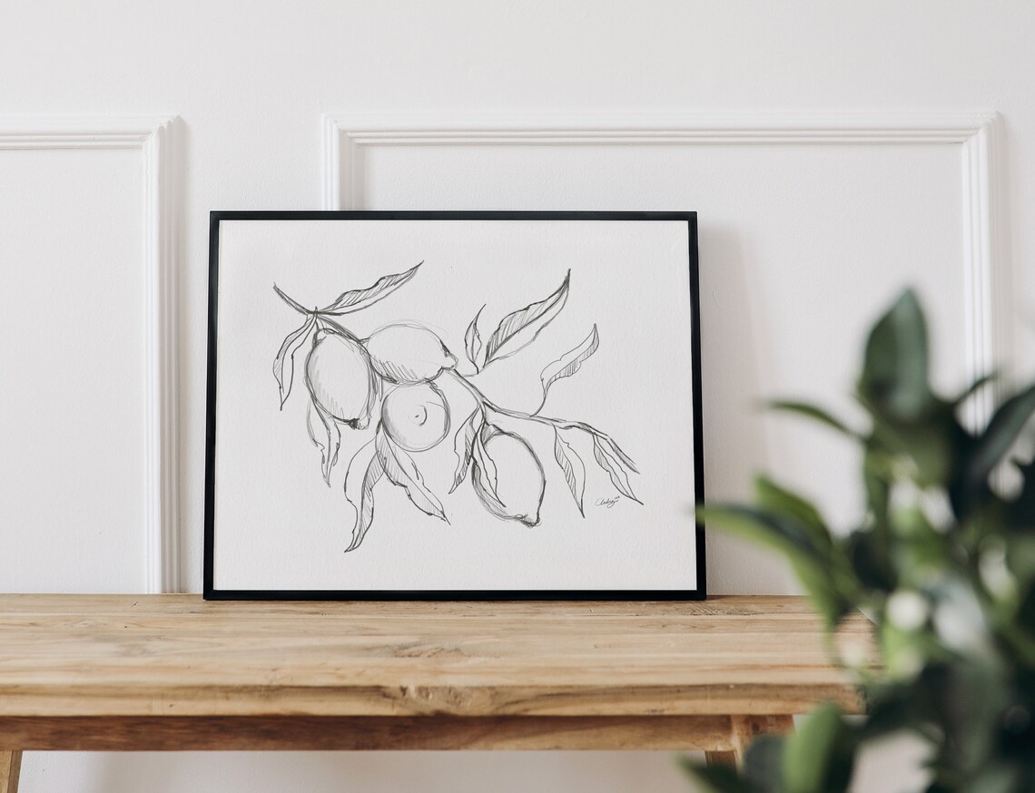 Lemon Drawing Print, Vintage-Inspired Kitchen Decor - Image 2