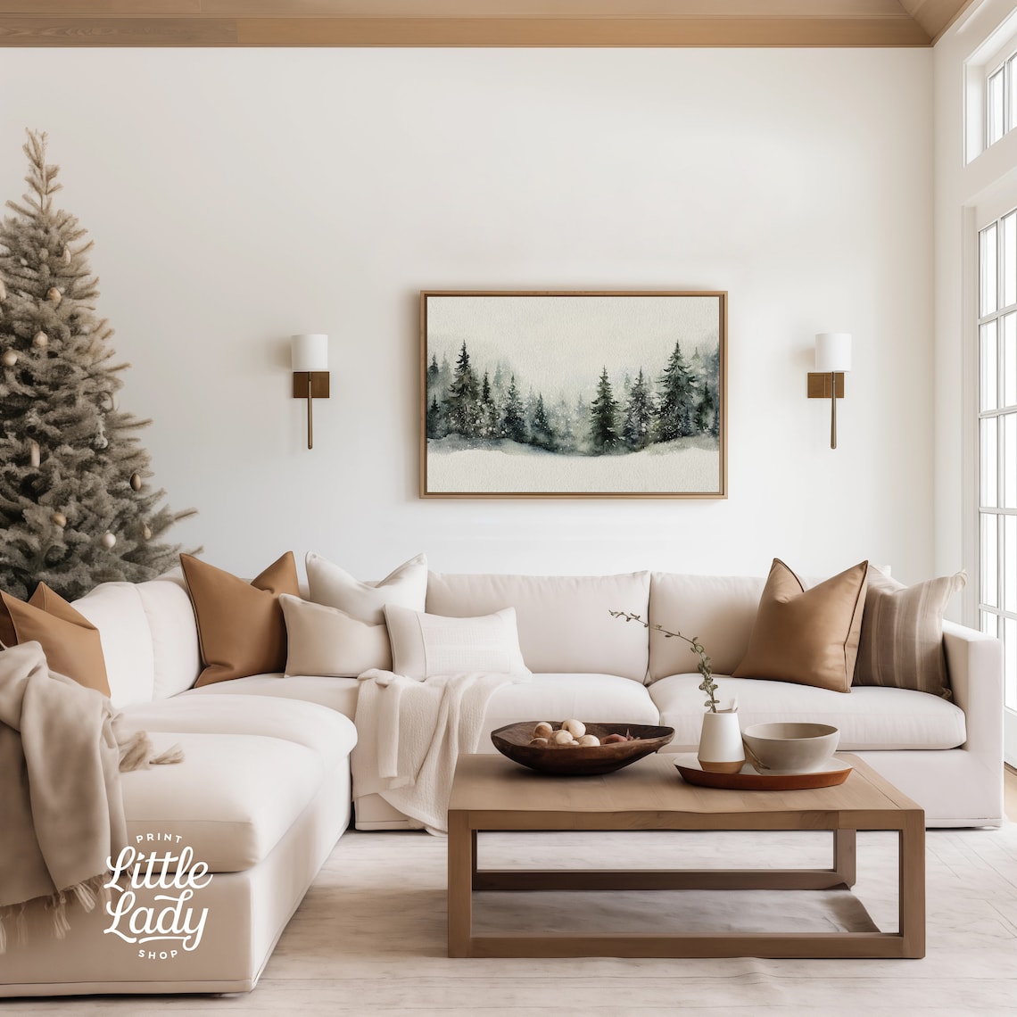 Snowy Winter Landscape Christmas Wall Art Print - Image 2
