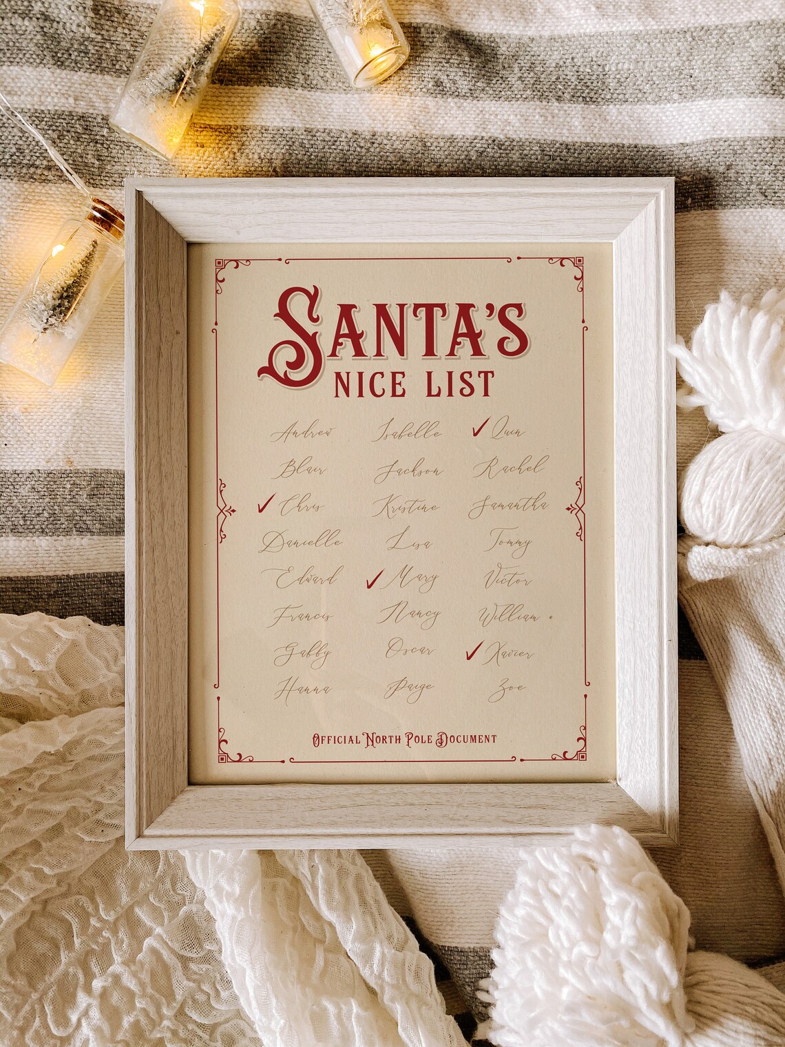 Custom Christmas Print: Santa's Nice List Art