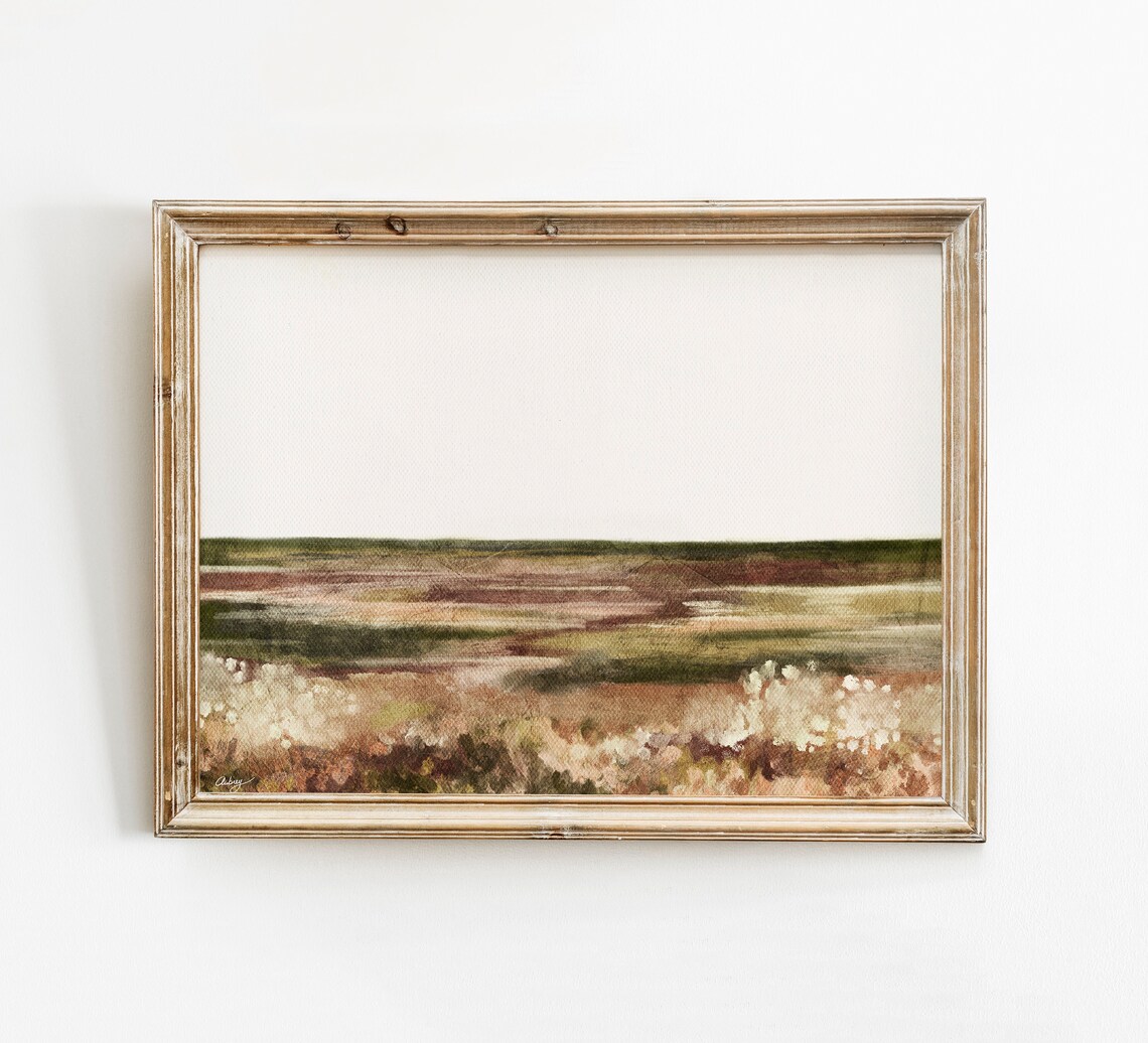 Abstract Meadow Landscape Art Print, Vintage Style - Image 2