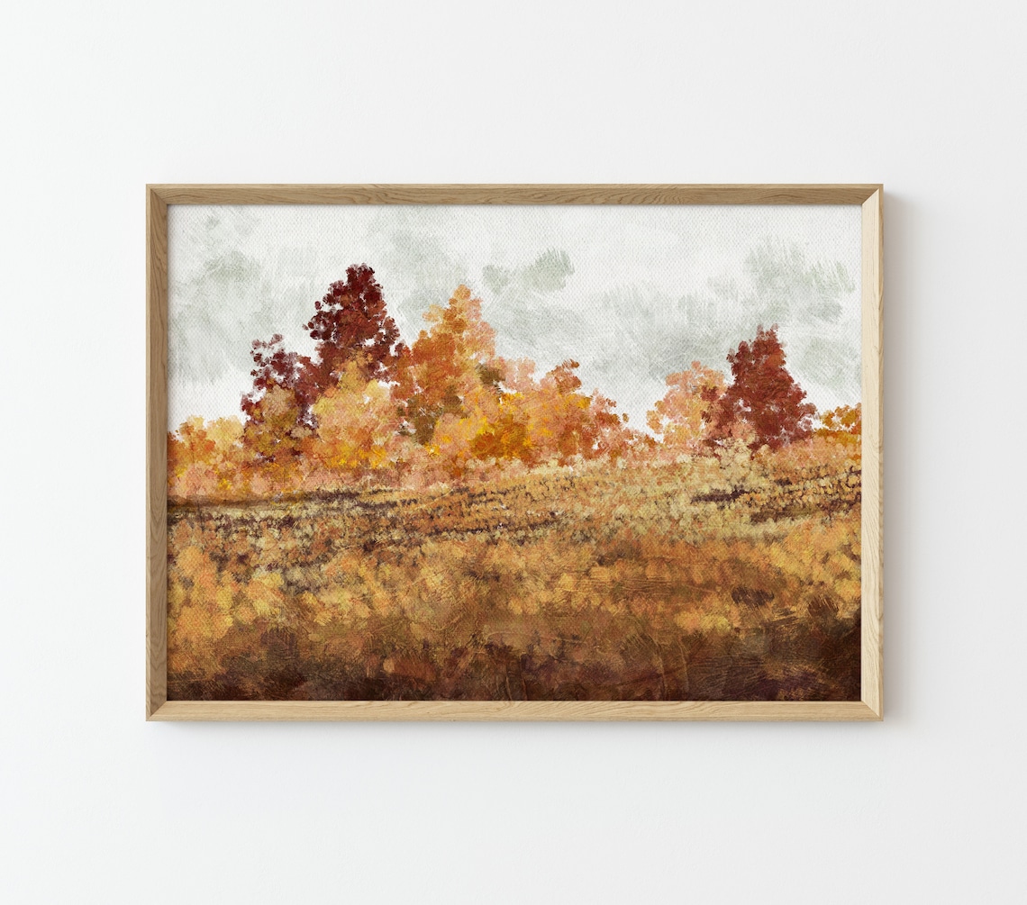 Autumn Landscape Art Print, Vintage Farmhouse Style - Image 2