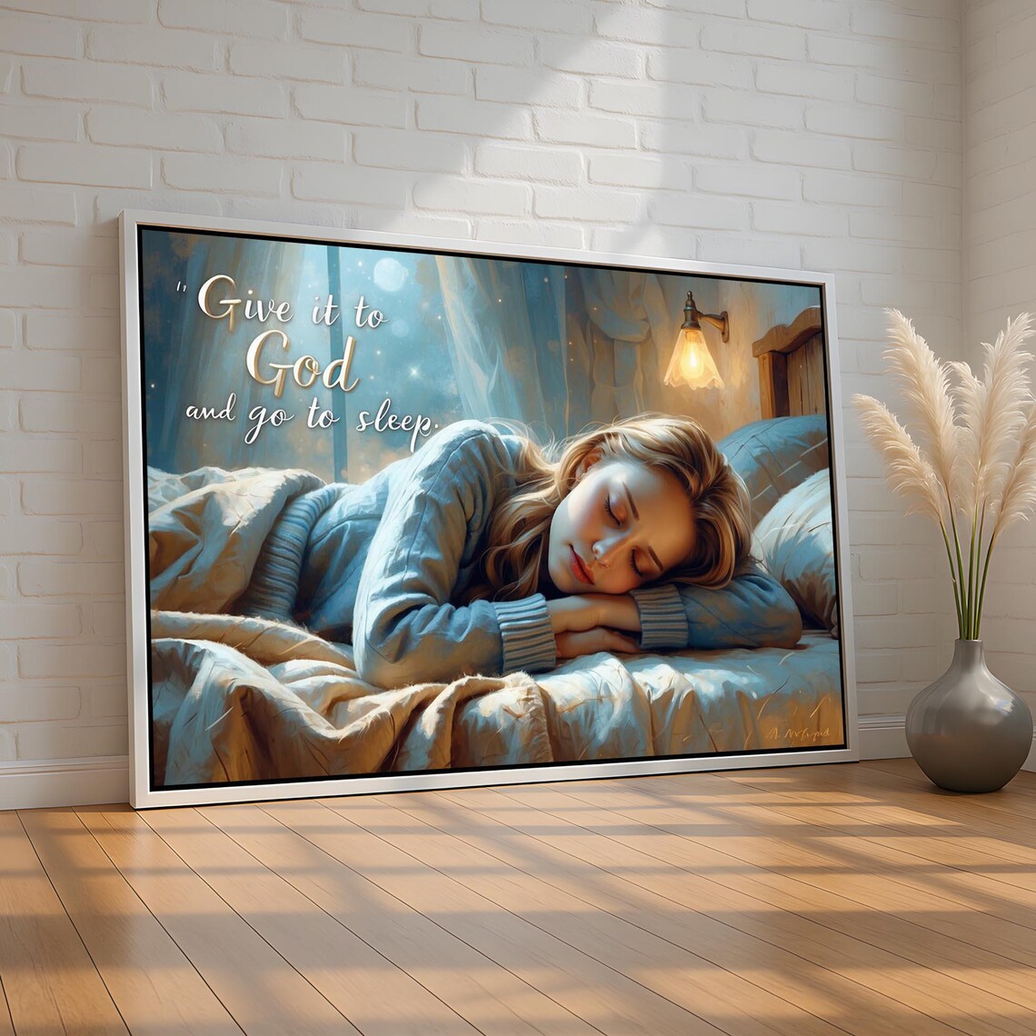 Give It To God And Go To Sleep Christian Quote Bedroom Wall Art