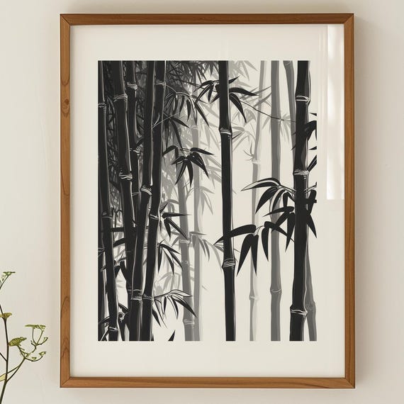Bamboo Grove Silence Japandi Zen Bamboo Wall Art Minimalist Nature Poster For Tranquil Decor