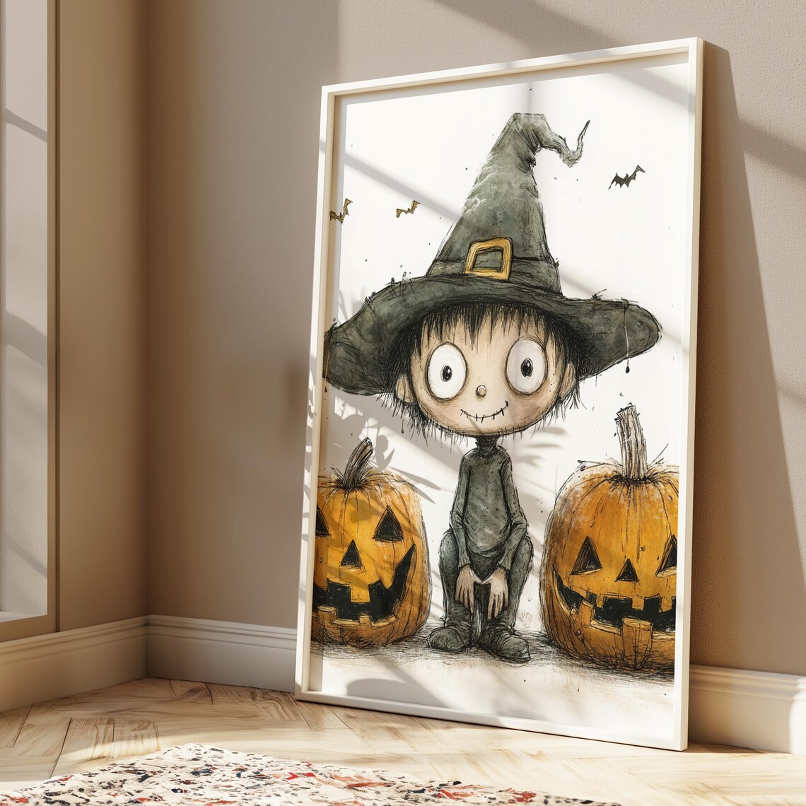 Cute Little Witch with Pumpkins Spooky Cute Halloween Kids Poster