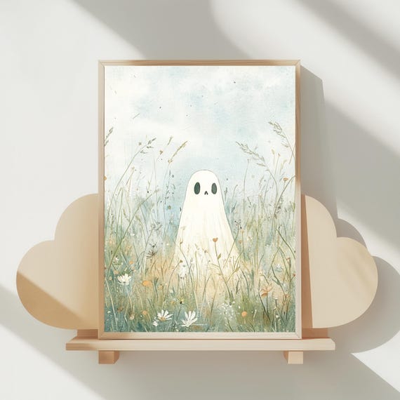 Whimsical Watercolor Print Pastel Halloween Decor