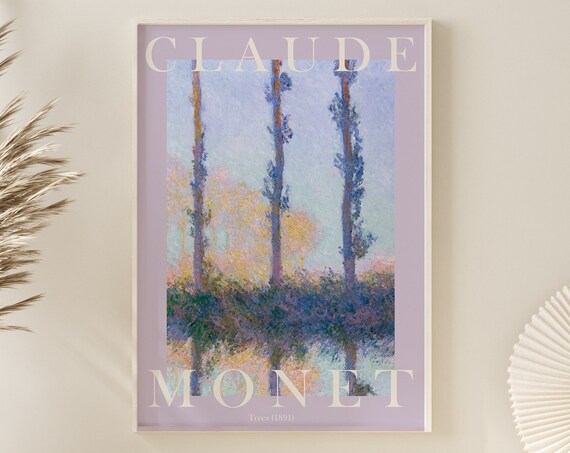 Claude Monet Trees 1891 Tall Poplar Reflections River Bank Poster