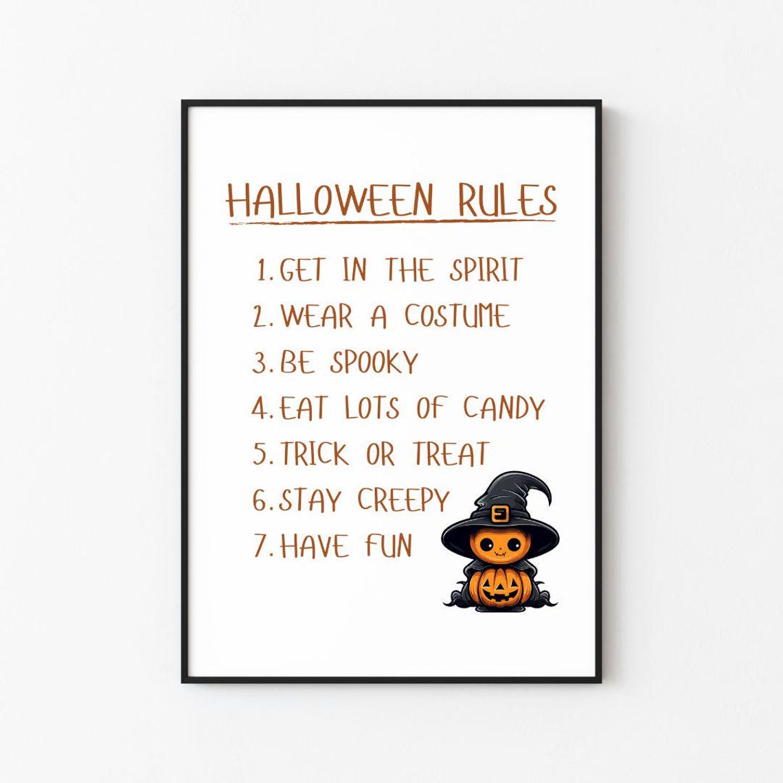 Halloween Rules List Cute Pumpkin Kids Halloween Party Poster - Image 3