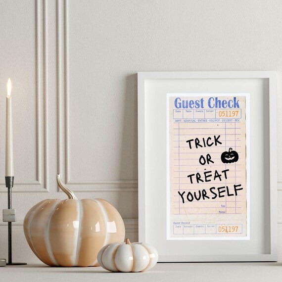 Trick or Treat Yourself Halloween Guest Check Retro Diner Poster