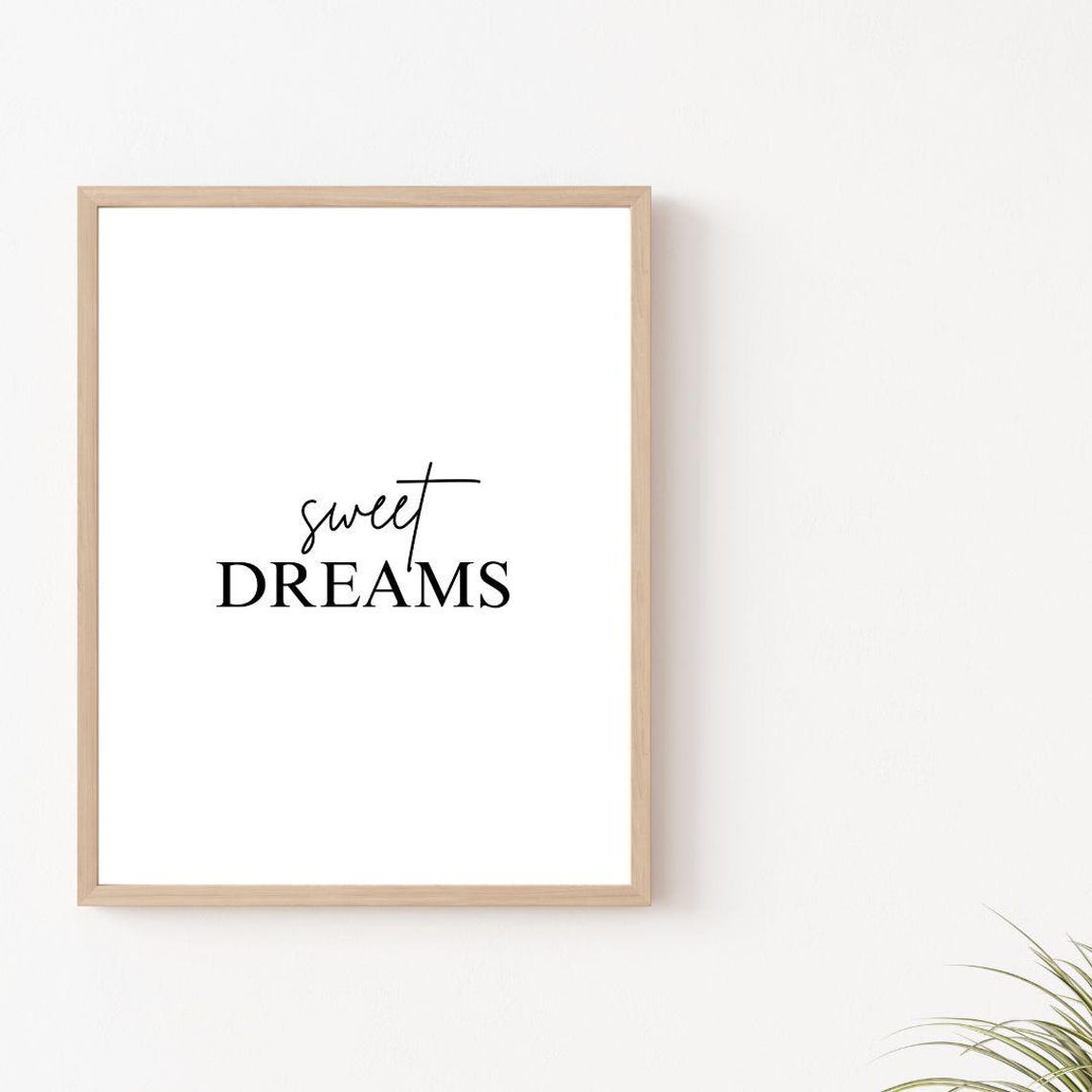 Sweet Dreams Script And Serif Minimalist Bedroom Quote Poster - Image 2