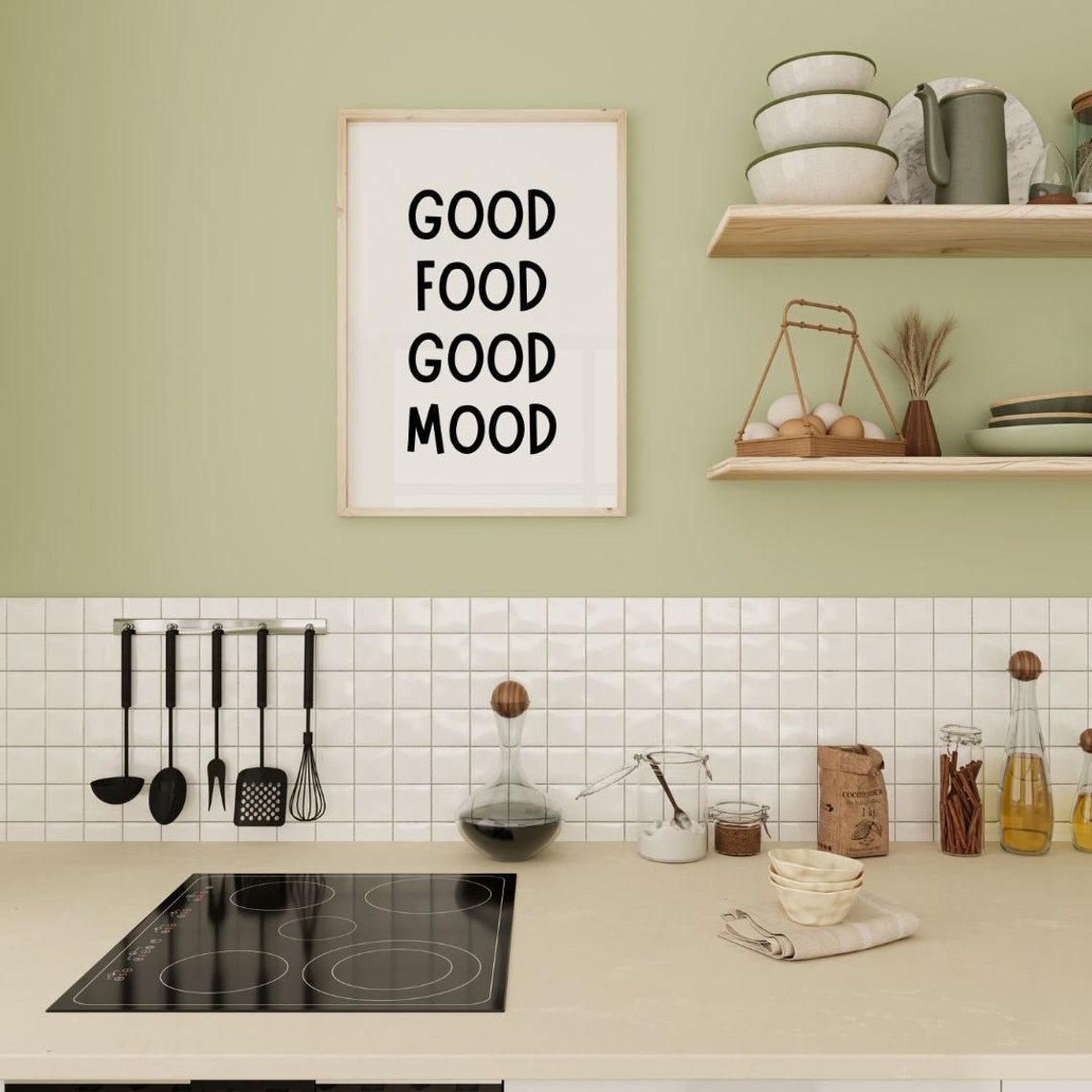 Good Food Good Mood Playful Rounded Kitchen Typography Poster - Image 3