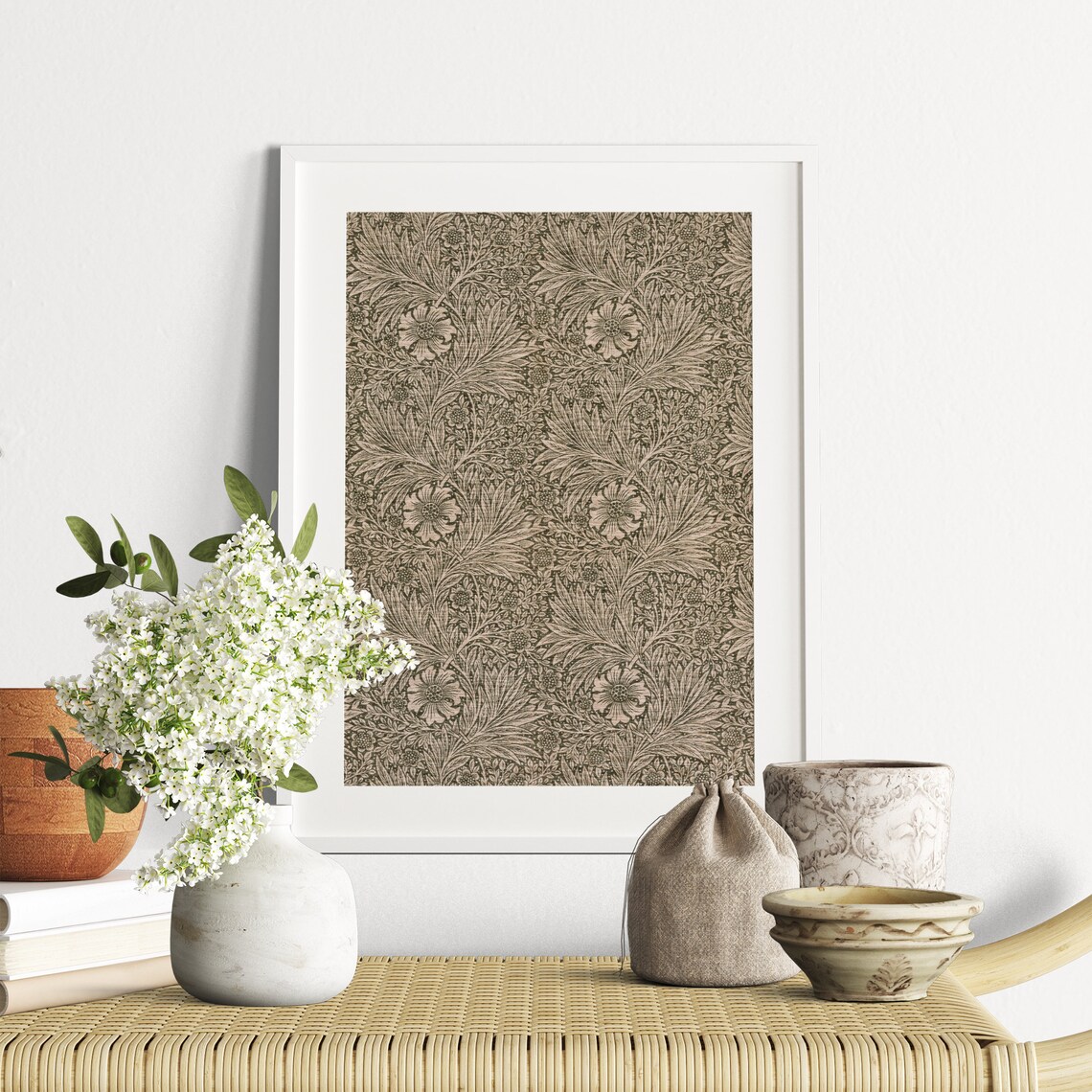 Vintage Textile Art Print, William Morris Farmhouse - Image 3