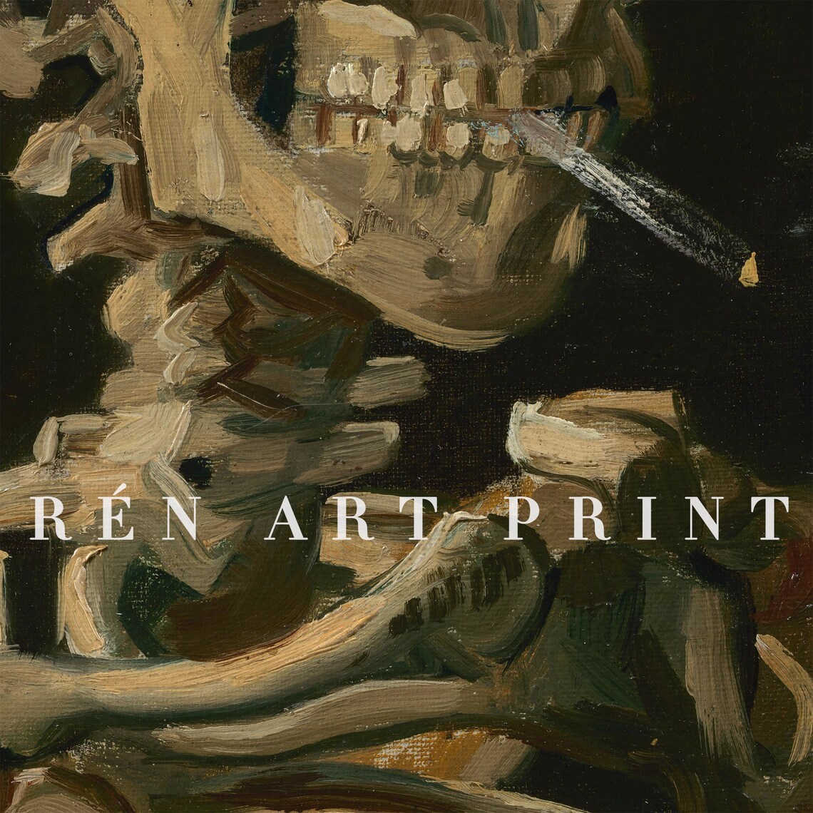 Van Gogh Skull of a Skeleton With Burning Cigarette Art Print - Image 3
