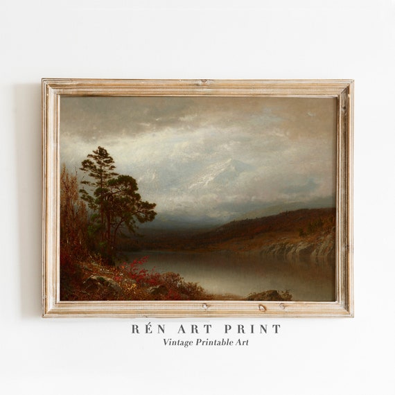 Fall Landscape Wall Art Autumn Landscape Painting Nature Art Moody Fall Landscape Print Vintage Autumn Painting
