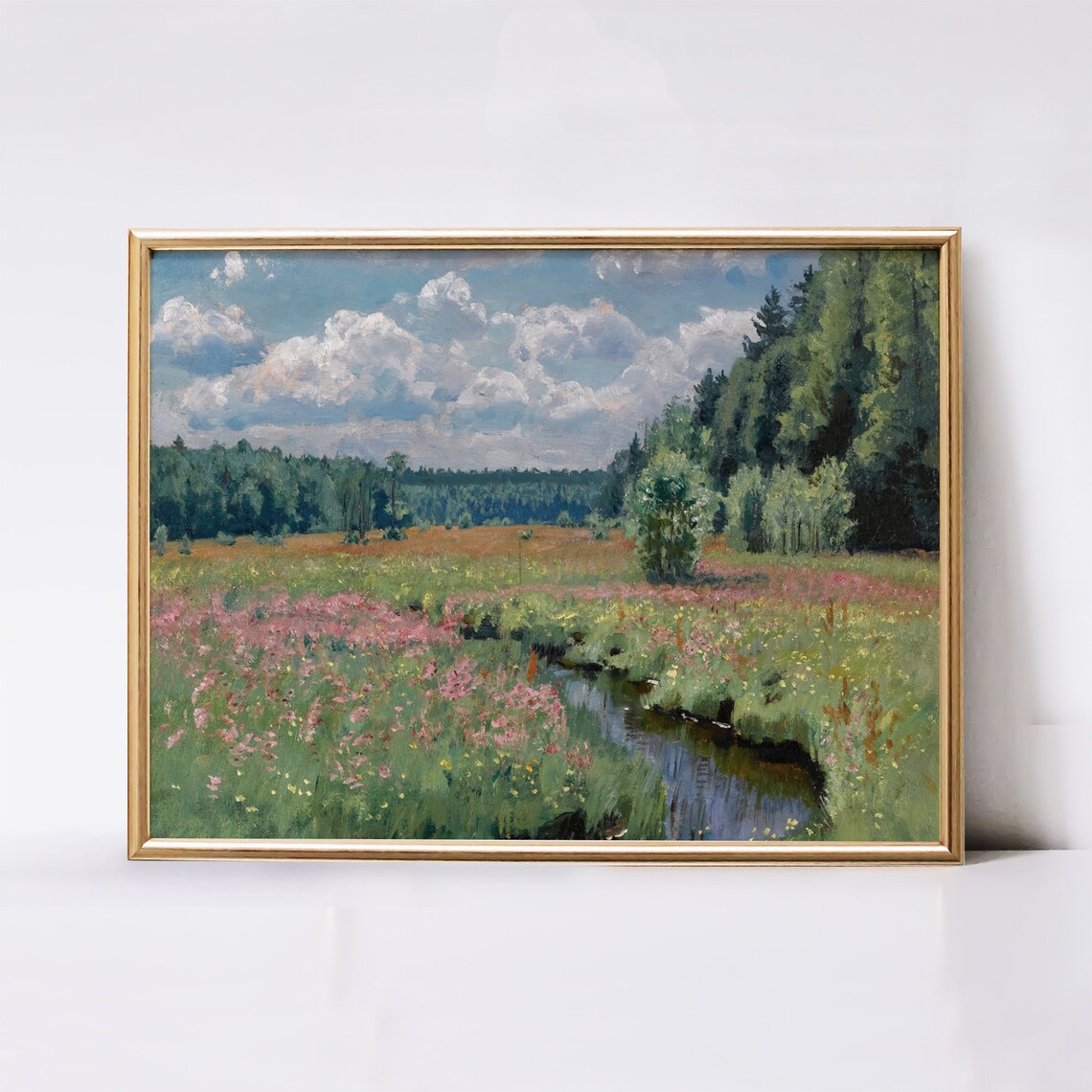 Vintage Spring Landscape, Wildflower Field Art Print - Image 3