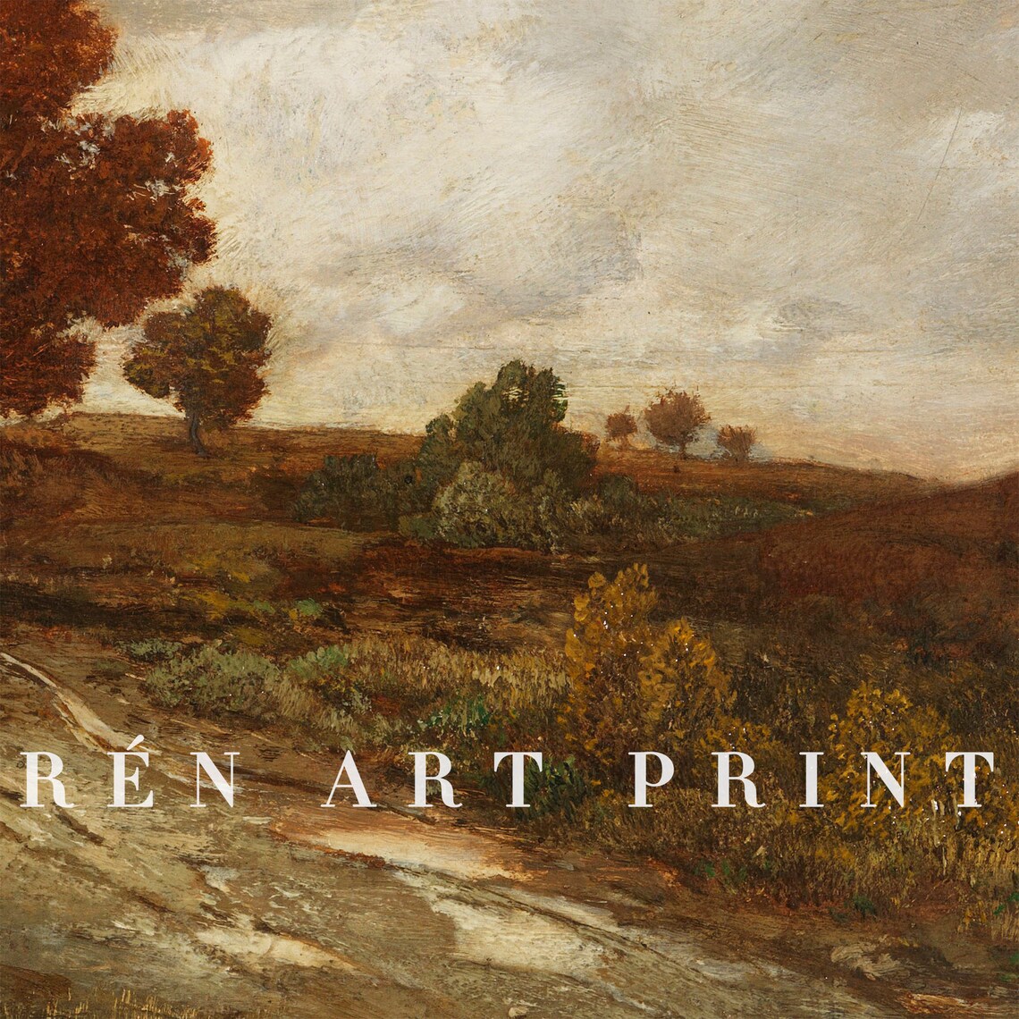 Moody Fall Landscape Painting, Vintage Autumn Print - Image 3