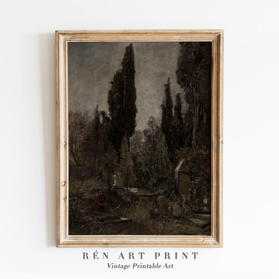 Moody Landscape Painting Wall Art Antique Oil Painting Vintage Dark Landscape Painting Moody Wall Art