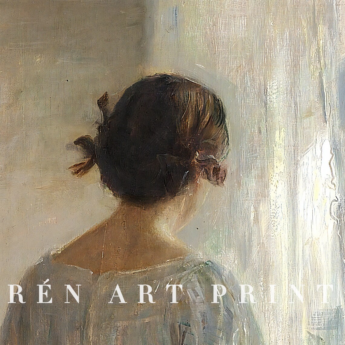 Woman at Window Moody Cottagecore Interior Oil Painting Art Poster - Image 3