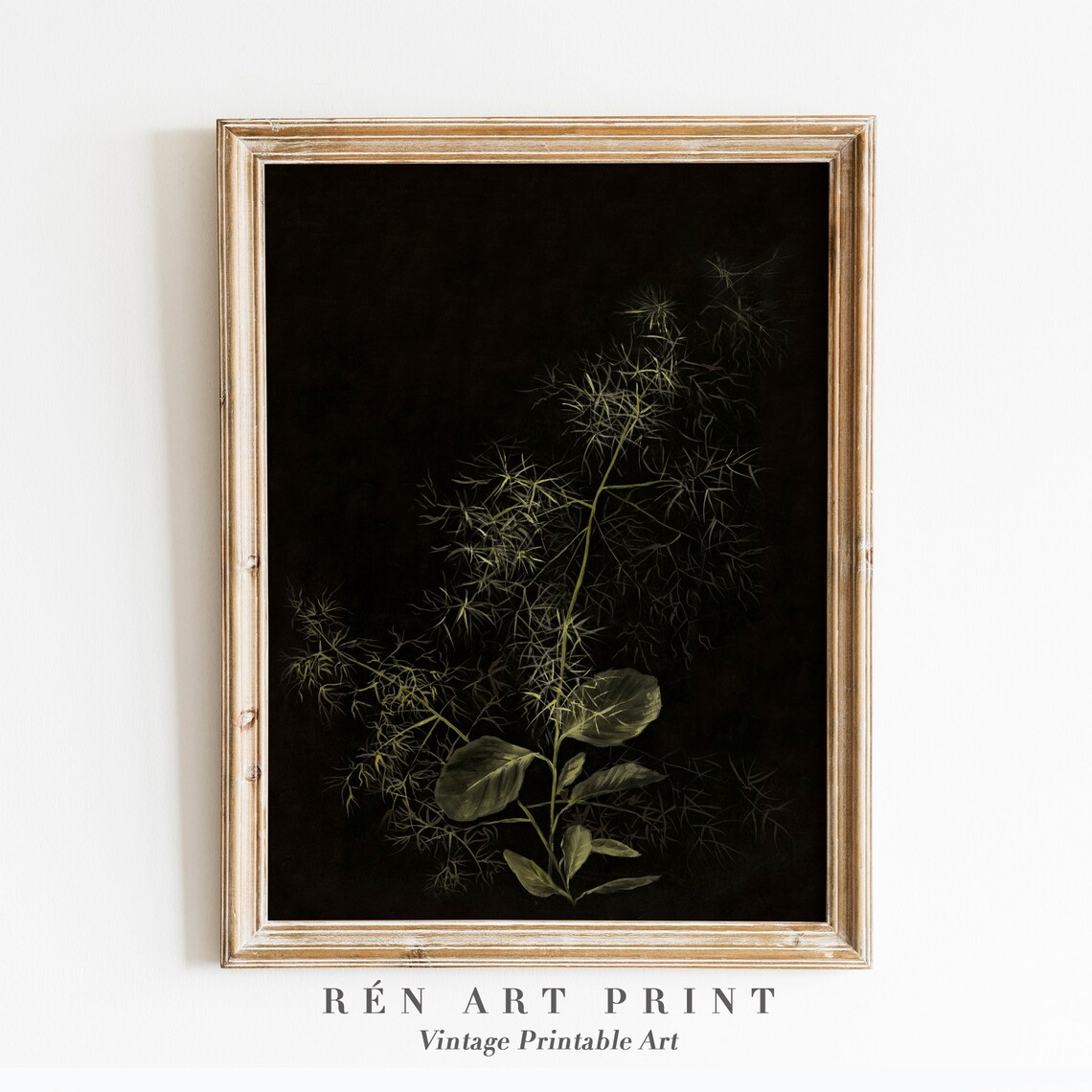 Dark Botanical Moody Floral Vintage Art Print