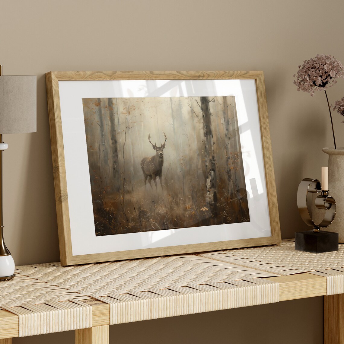 Vintage Deer In Forest Art Print, Rustic Autumn - Image 2