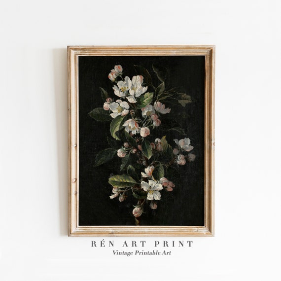 Dark Tulips Still Life Painting, Vintage Floral Art Print