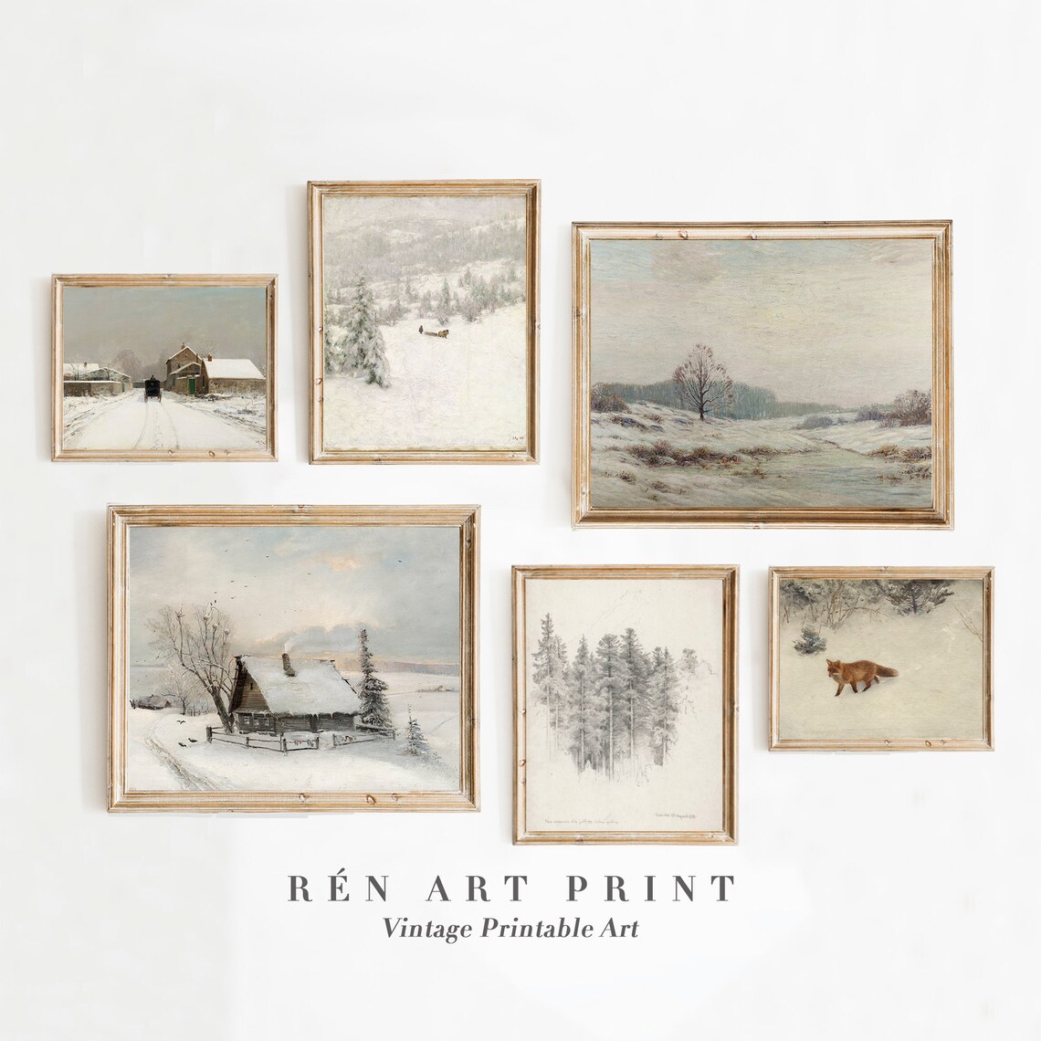 Vintage Winter Christmas Gallery Wall Set Art Print