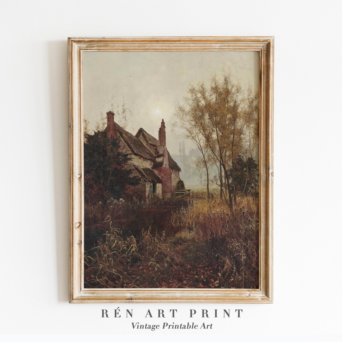 Antique Autumn Painting, Vintage Rustic Wall Print