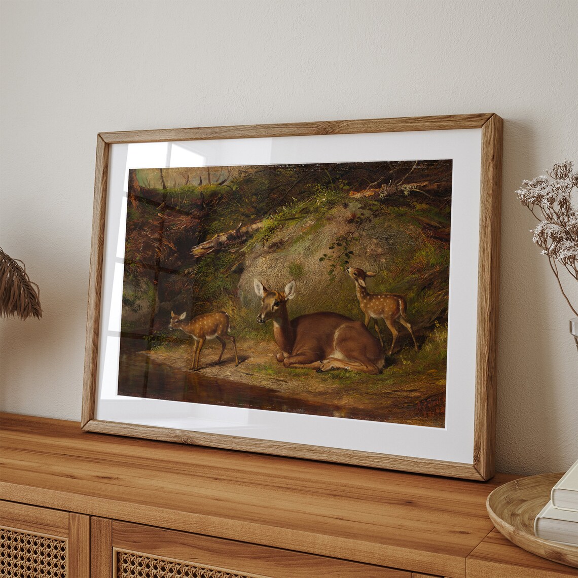 Vintage Deer Print, Doe and Fawn Farmhouse Art Print - Image 3