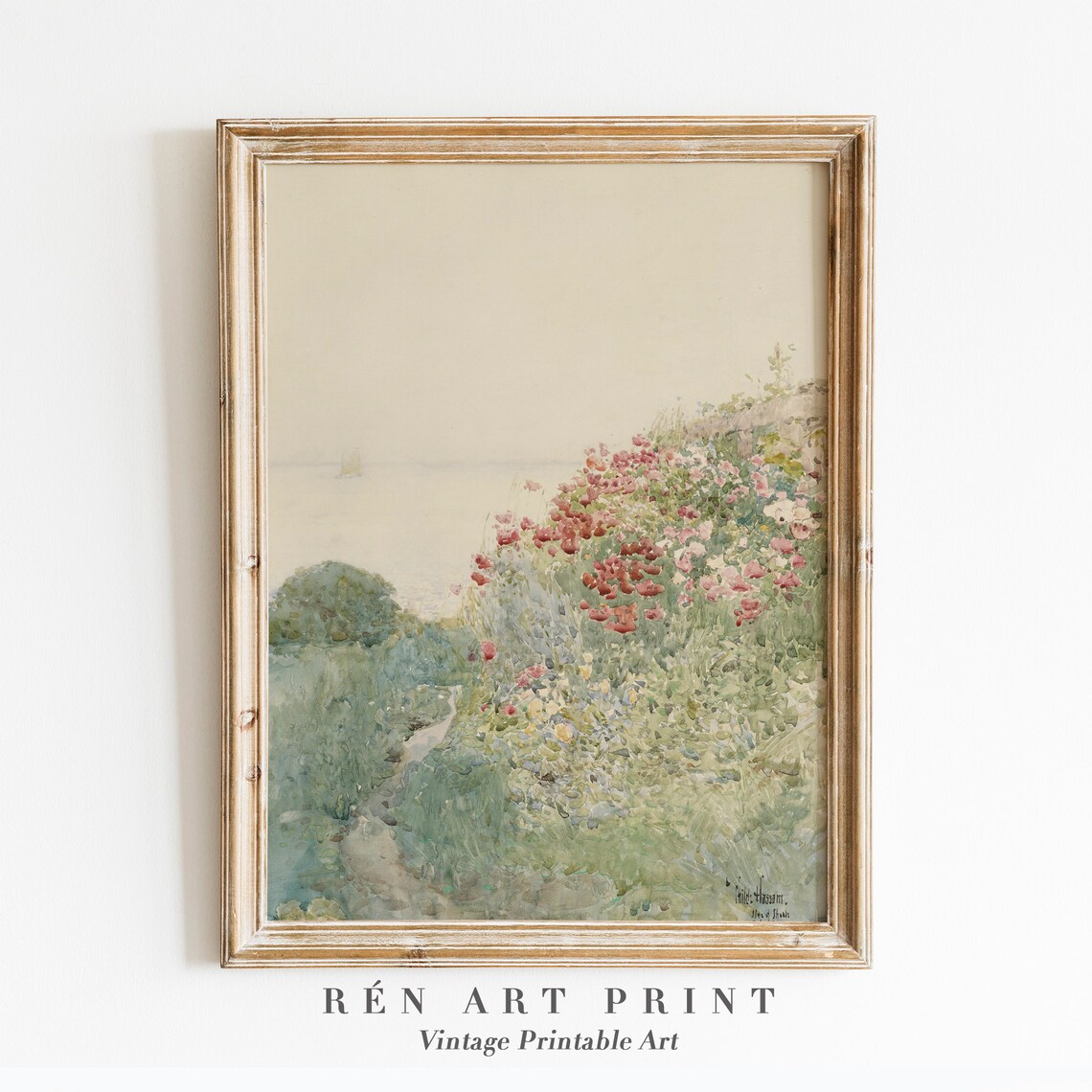 Cottage Landscape Flower Garden Vintage Art Print