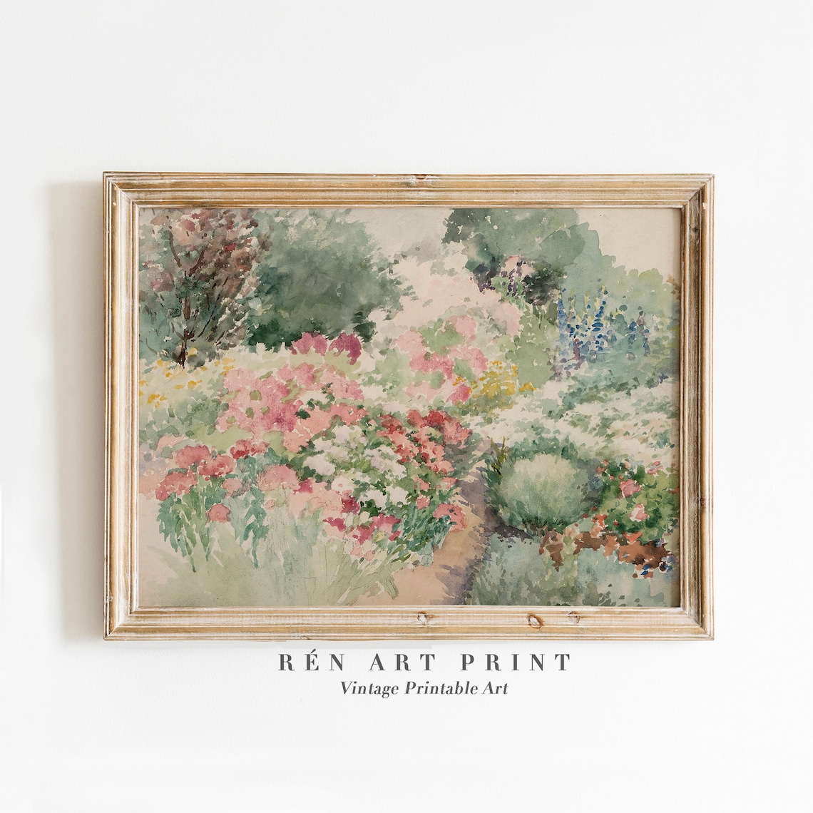 Spring Flower Field Watercolor Landscape Art Print