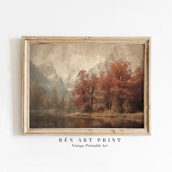 Fall Landscape Oil Painting Vintage Art Print