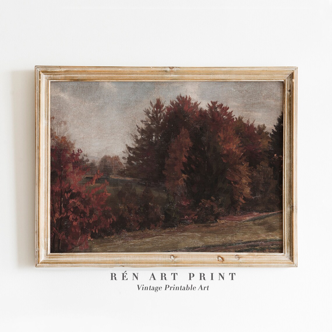 Rustic Autumn Fall Landscape Painting, Cottagecore - Image 3