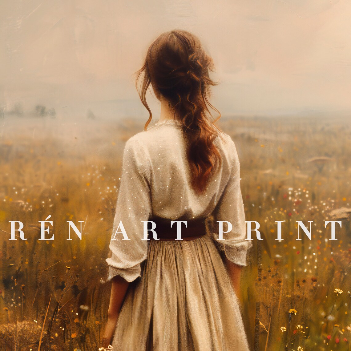 Vintage Moody Woman Painting Art Print, French Country - Image 3