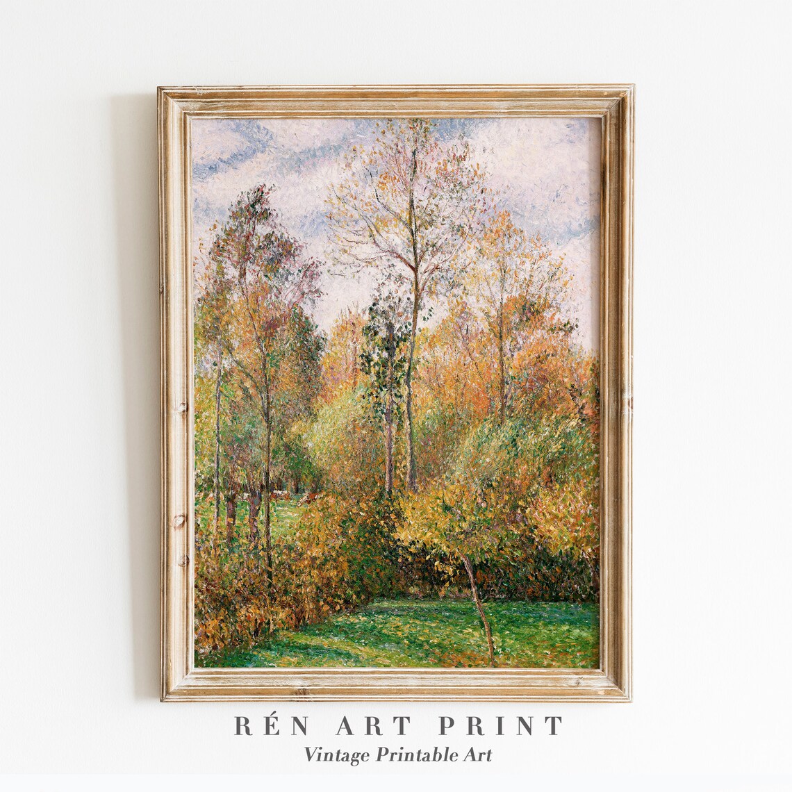 Fall Landscape Art Print, Vintage Autumn Painting
