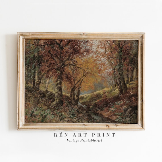 Vintage Autumn Painting, Rustic Fall Wall Art