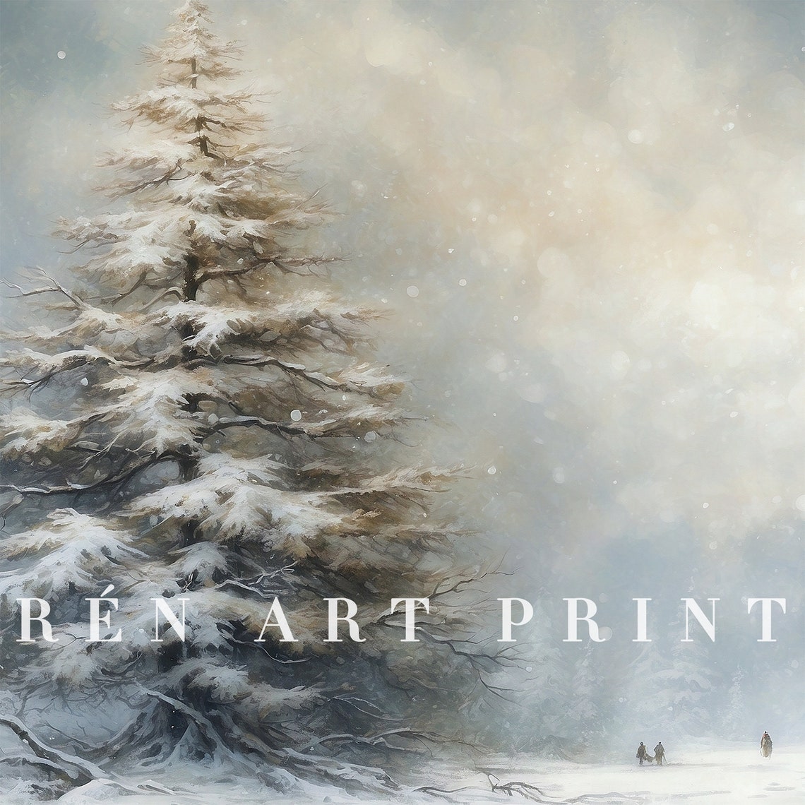 Dramatic Snowy Pine under Moody Night Sky Winter Frame TV Art Poster - Image 3