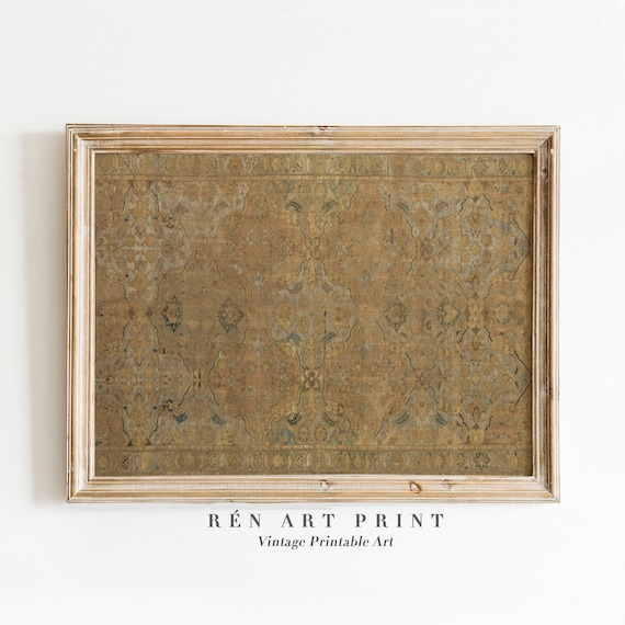 Vintage Textile Rug Pattern Art Print, Farmhouse Decor