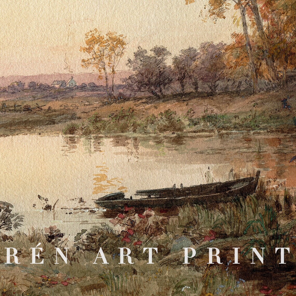 Autumn Landscape Vintage Art Print, Neutral Earth Tones - Image 3