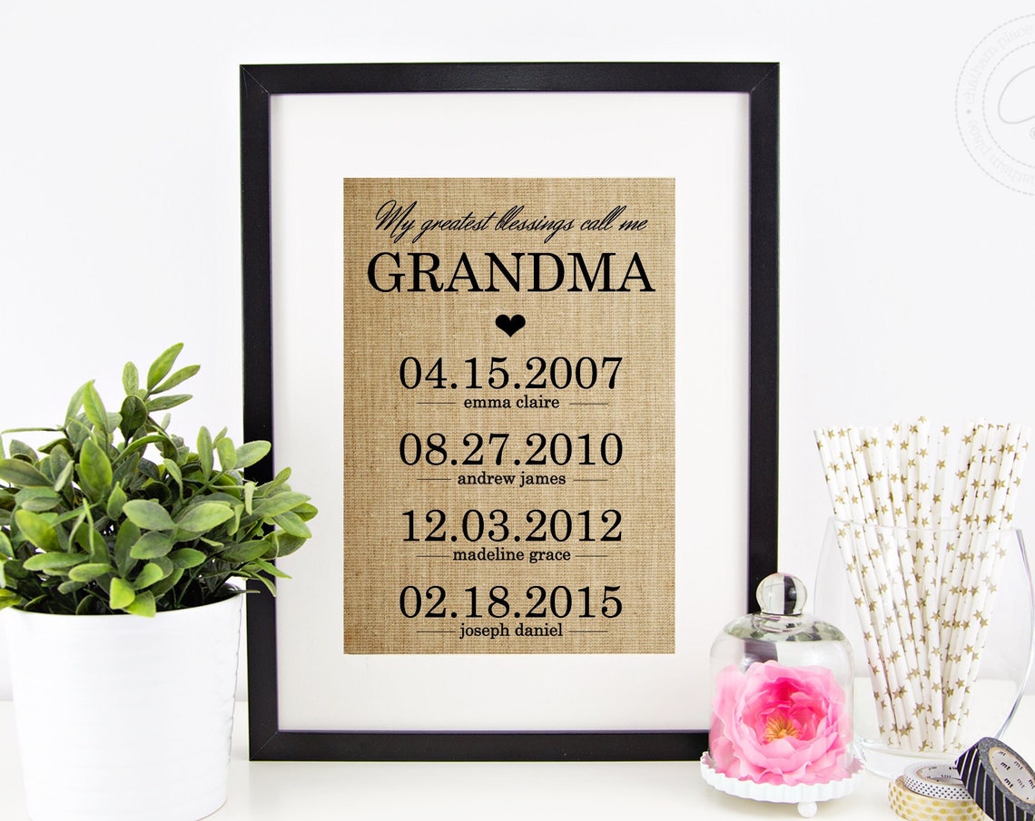 My Greatest Blessings Call Me Grandma Birth Dates Heart Names Poster