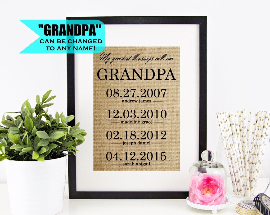 Personalized Gift For Grandpa Fathers Day Gift For Grandfather Gifts From Grandkids Birthday Gift For Grandpa Gift From Granddaughter Sign