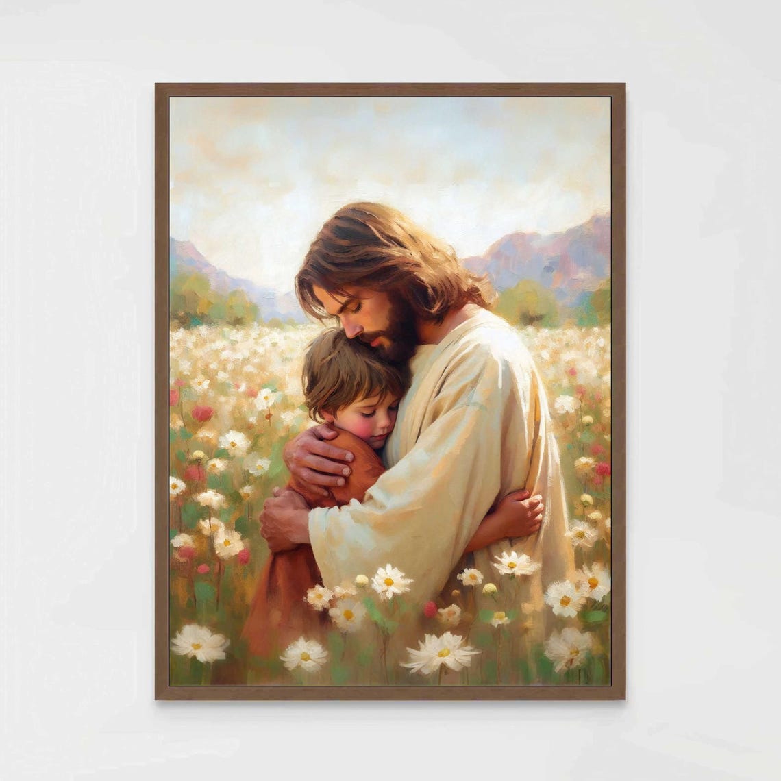 Jesus With Boy Christian Nursery Art Print