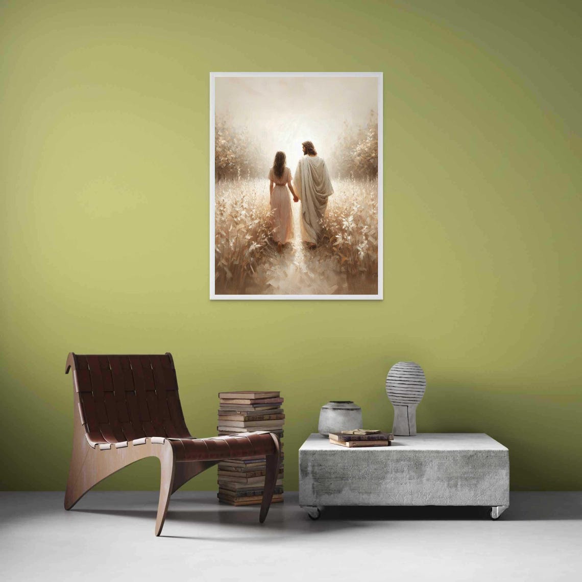 Walk Together Christian Wall Art, Jesus With Girl - Image 4