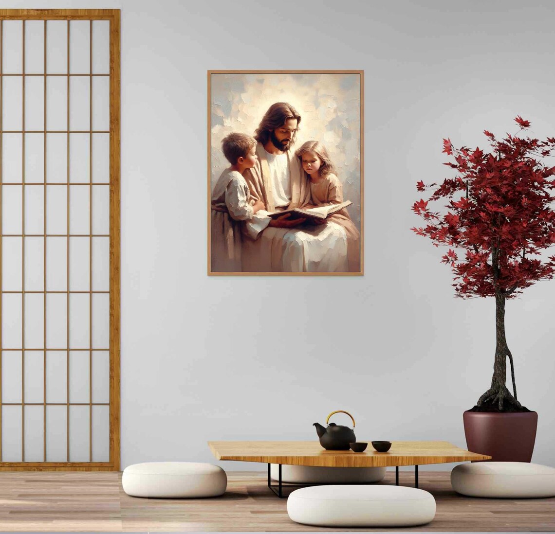 Jesus With Children Christian Painting, Bible Art - Image 5