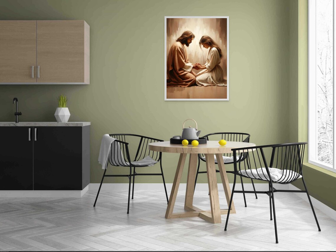 Prayers At Night Christian Art, Jesus Praying With Woman - Image 4