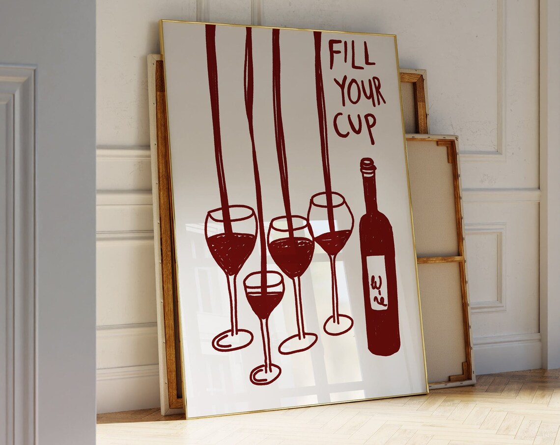 Vintage Drinks Poster Cheers Wine Art Print