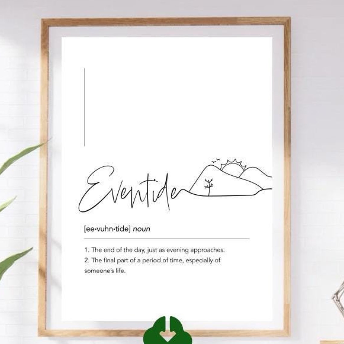 Eventide Script Definition White Sunset End of Day Word Poster