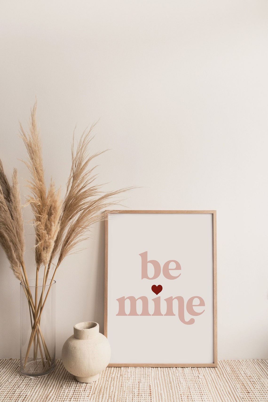 Be Mine Blush Pink Heart Valentines Day Romantic Love Poster
