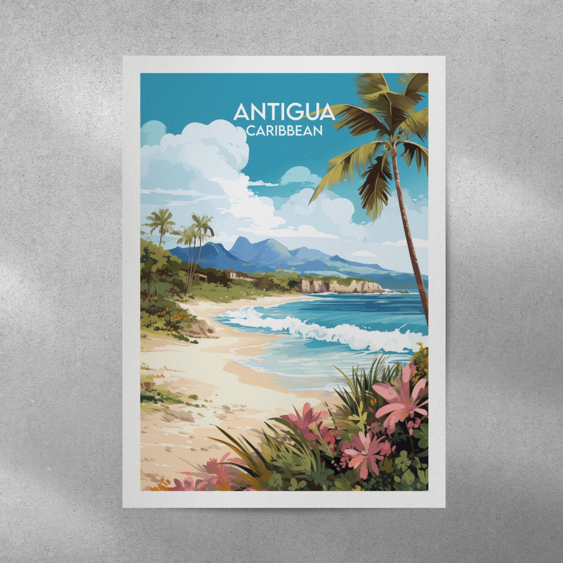 Antigua Travel Print Caribbean Poster Custom Personalised Wedding Birthday Gift - Image 4