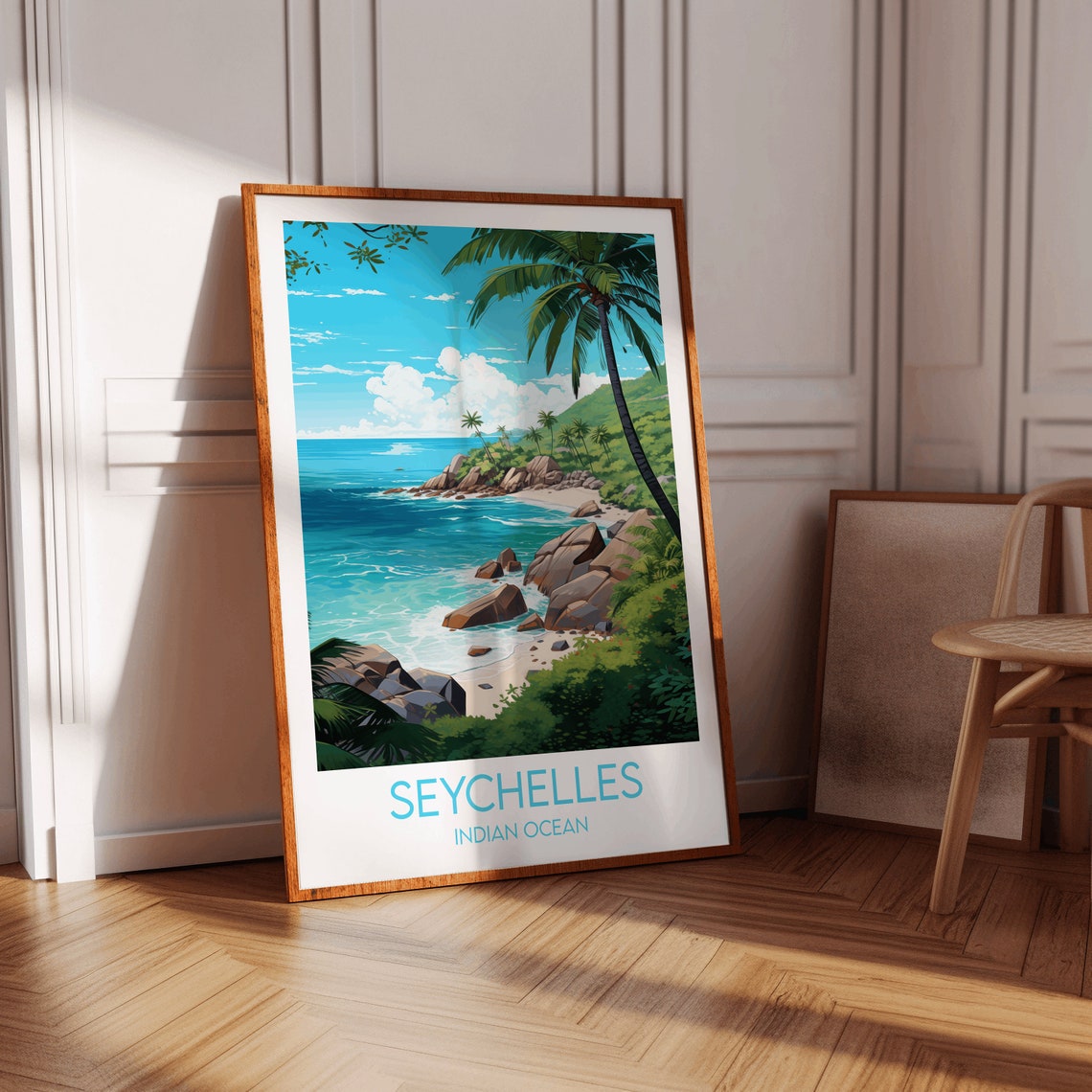 Seychelles Tropical Beach Granite Rocks Indian Ocean Travel Poster - Image 2