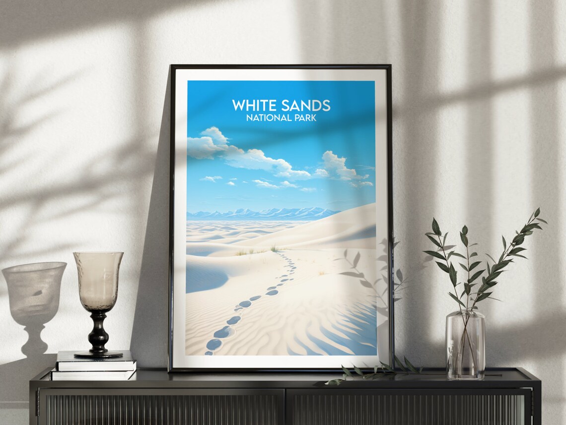 White Sands National Park Gypsum Dunes Footprints Travel Poster - Image 5