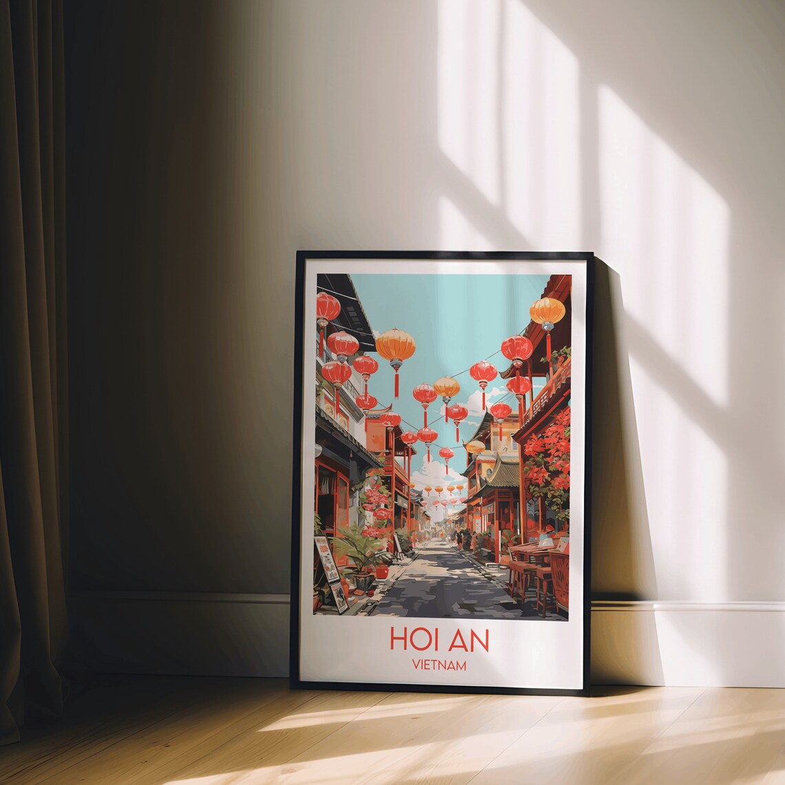 Hoi An Vietnam Lantern Street Night Market Vintage Travel Poster - Image 2